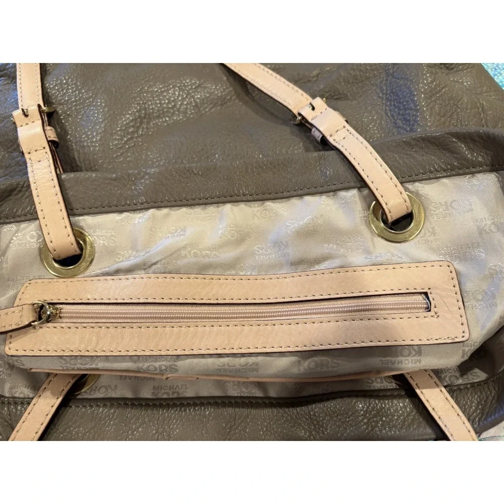 Michael Kors Jet Set Travel Bag Purse Large Brown Solid Gold Hardware Straps EUC